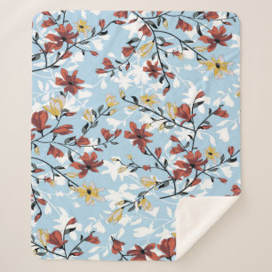 Cobertor Sherpa Padrão de flores sem costura. Bba floral simples