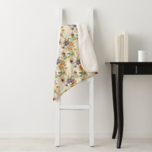 Cobertor Sherpa Padrão de flores silvestres de outono
