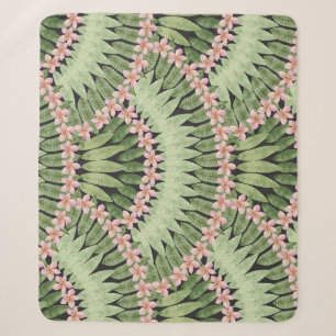 Cobertor Sherpa Padrão de Flores Tropicais Pintadas À Mão