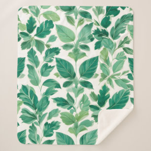 Cobertor Sherpa Padrão de Folhagem Verde Lush