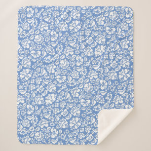 Cobertor Sherpa Padrão de folhas 14b. azul BG
