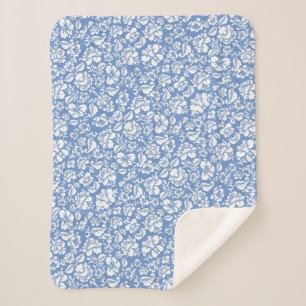 Cobertor Sherpa Padrão de folhas 14b. azul BG