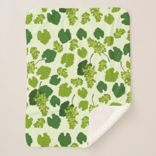 Cobertor Sherpa Padrão de Folhas de Uvas e Uvas