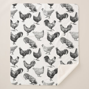 Cobertor Sherpa Padrão de frango da Fazenda do país retrô