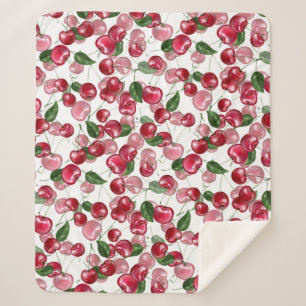 Cobertor Sherpa Padrão de Fruta de cereja
