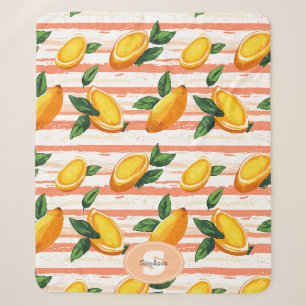 Cobertor Sherpa Padrão de Fruta de Mango com Folhas Verdes
