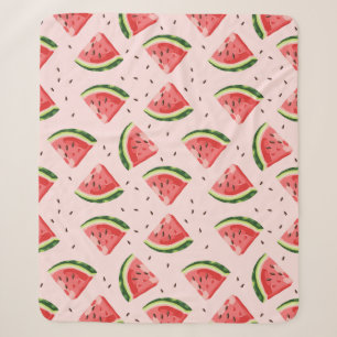 Cobertor Sherpa Padrão de Fruta de melancia de aquarela