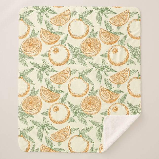 Cobertor Sherpa Padrão de Fruta Laranja Clássica (Frente)