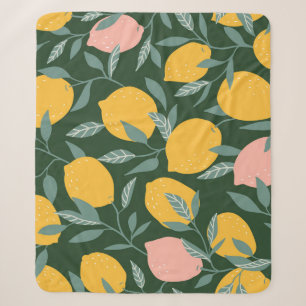 Cobertor Sherpa Padrão de Fruta sem costura de limão Vintage