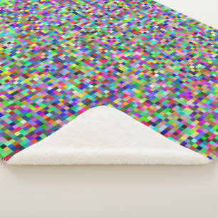 Cobertor Sherpa Padrão de Fundo de Quadrados de Pixel Coloridos