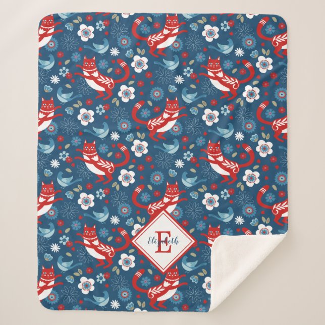 Cobertor Sherpa Padrão de Gato de Gato Bastão Sherpa (Frente)