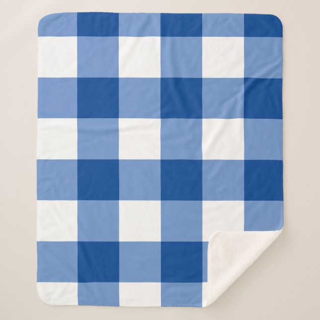 Cobertor Sherpa Padrão de gingham azul (Frente)