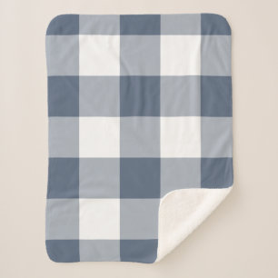 Cobertor Sherpa Padrão de Gingham Azul Escuro