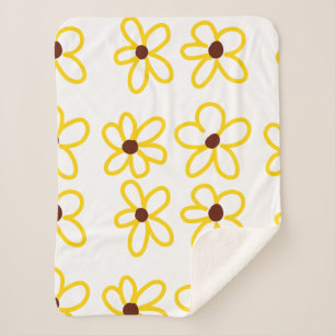 Cobertor Sherpa Padrão de girassol castanho-amarelo ventre floral 