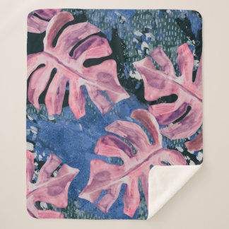 Cobertor Sherpa Padrão de Grunge Tropical de Summer Watercolor