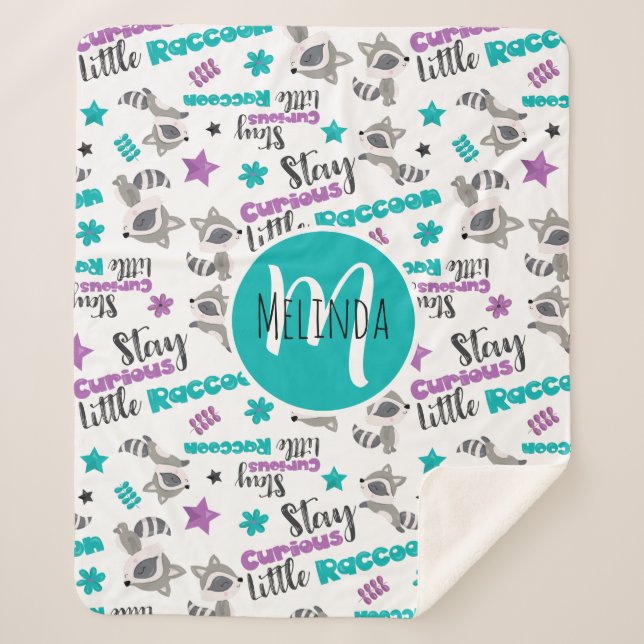 Cobertor Sherpa Padrão de guaxinim (Frente)