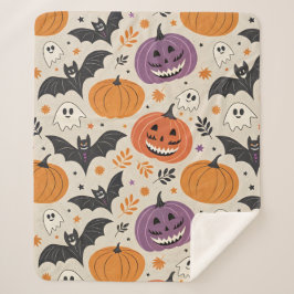 Cobertor Sherpa Padrão de Halloween e outono