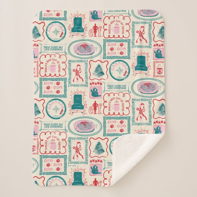 Cobertor Sherpa Padrão de Ícone de Feriado Elf (Frente)