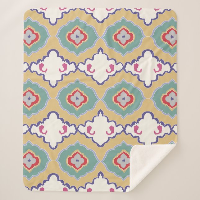 Cobertor Sherpa Padrão de ikat chevron étnico tradicional (Frente)