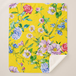 Cobertor Sherpa Padrão de ilustração da aquarela do jardim da flor