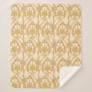 Cobertor Sherpa Padrão de ilustração do retro art nouveau