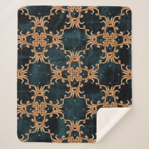 Cobertor Sherpa Padrão de ilustração floral do ouro Barroco Vin