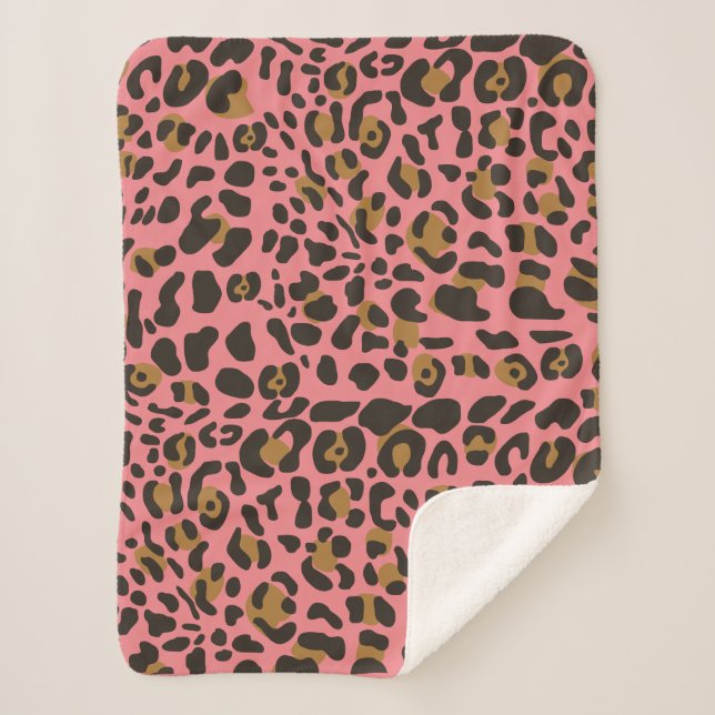 Cobertor Sherpa Padrão de Impressão Animal Leopard Jaguar (Frente)