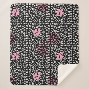 Cobertor Sherpa Padrão de impressão de patas NS 01b. BG preto