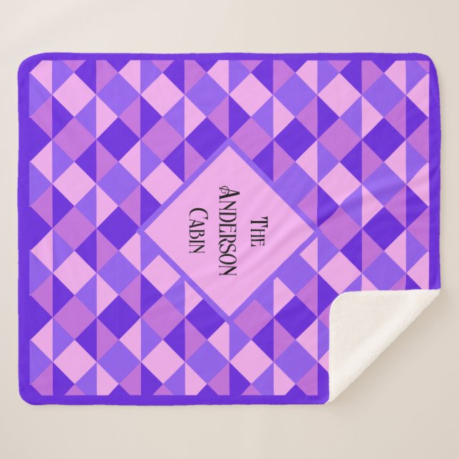 Cobertor Sherpa Padrão de inclinação roxa (Frente (Horizontal))