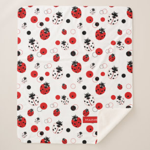 Cobertor Sherpa Padrão de Ladybug vermelho, preto e branco simple