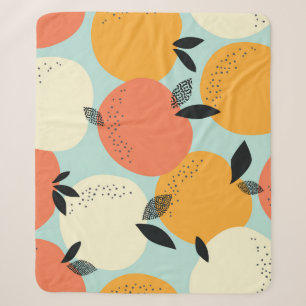 Cobertor Sherpa Padrão De Laranjas: Design Sem Costura Vibrante.