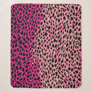 Cobertor Sherpa Padrão de leopardo rosa, animal têxtil, backgrogue