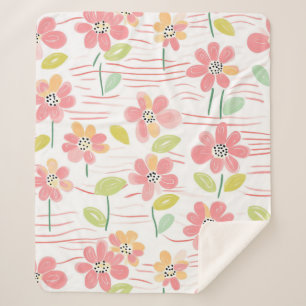 Cobertor Sherpa Padrão de Linha Floral Abstrata Moderna (3)