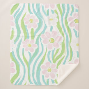 Cobertor Sherpa Padrão de Linha Floral Abstrata Moderna (8)