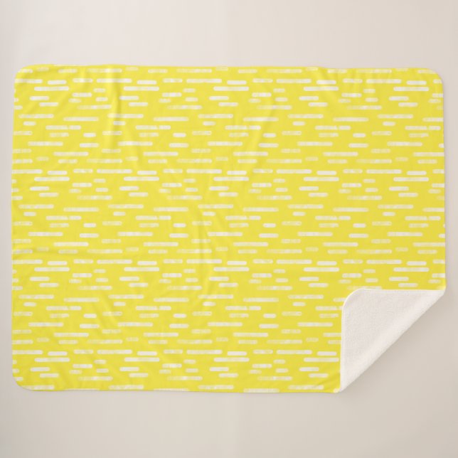 Cobertor Sherpa Padrão de Linhas Arredondadas de Tinta | Branco/Am (Frente (Horizontal))