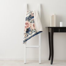 Padrão de Listra Floral Azul Marinho em Aquarela