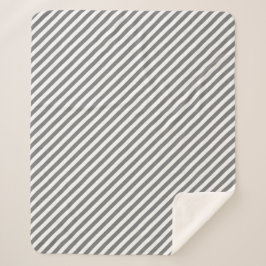 Cobertor Sherpa Padrão de listras diagonais cinza e branco