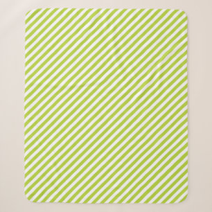 Cobertor Sherpa Padrão de listras diagonais em verde lima e branco