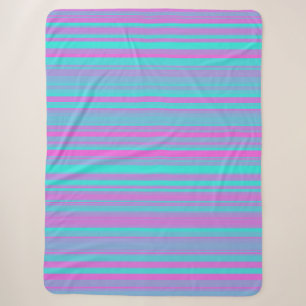 Cobertor Sherpa Padrão de Listras Rosa Roxo Azul