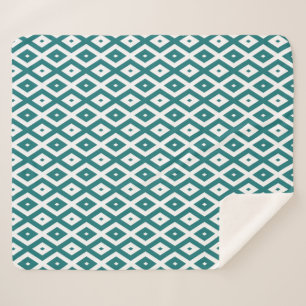 Cobertor Sherpa Padrão de losango branco e teal