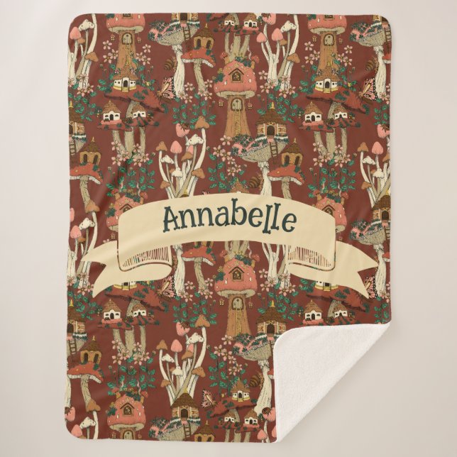 Cobertor Sherpa Padrão de Lúpulo Floral de Núcleo de Algodão Verme (Frente)