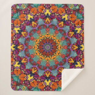 Cobertor Sherpa Padrão de Mandala de Caleidoscópio Fractal-64351