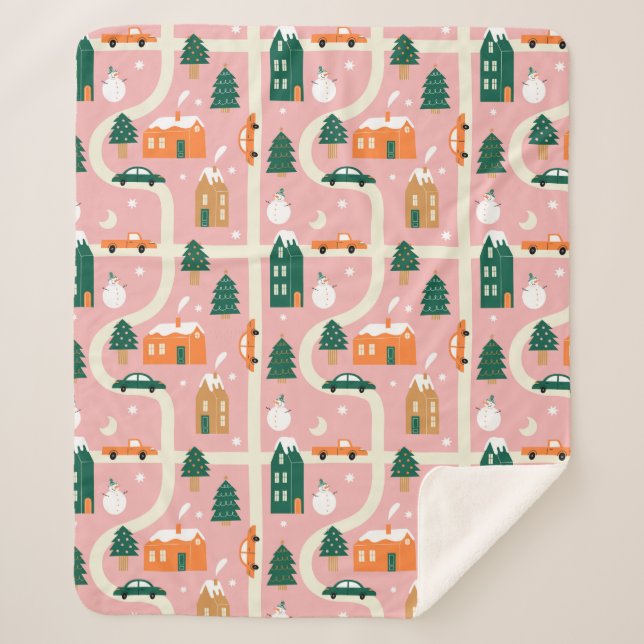 Cobertor Sherpa Padrão de Mapa de Férias da Cidade de Natal (Frente)