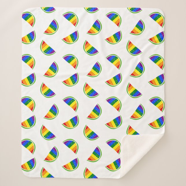 Cobertor Sherpa Padrão de Melancia Arco-Íris (Frente)