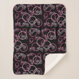 Cobertor Sherpa Padrão de Meninas Rosa Neon Jogo de Vídeo