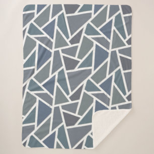 Cobertor Sherpa Padrão de mosaico de cinza azul