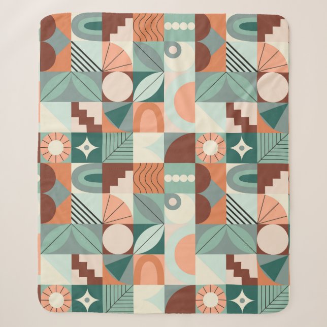 Cobertor Sherpa Padrão de mosaico geométrico abstrato e contínuo. (Frente)