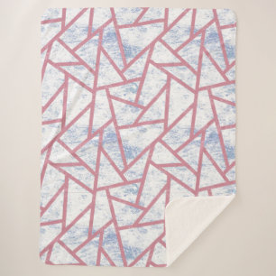 Cobertor Sherpa Padrão de mosaico rosa e azul