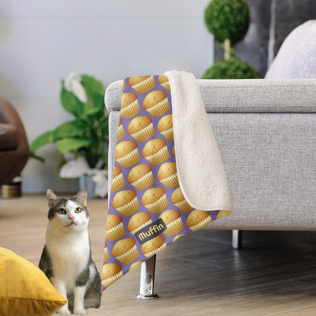 Cobertor Sherpa Padrão de Muffins com Nome Personalizado - Pequeno (Criador carregado)