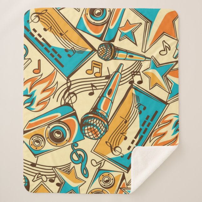 Cobertor Sherpa Padrão de música (Frente)
